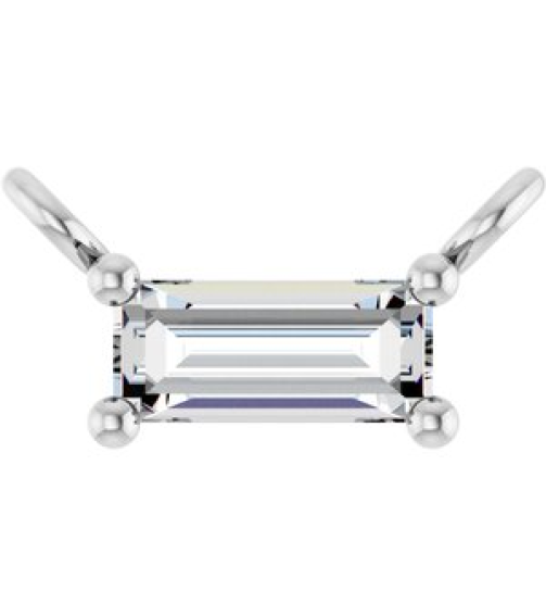 87521 Necklace Center Set Platinum Straight Baguette Lab-Grown Diamond 4.5 X 2Mm 18 Ct Vs, Gh Polished 18 Ct Lab Grown Diamond 4-Prong Necklace Center