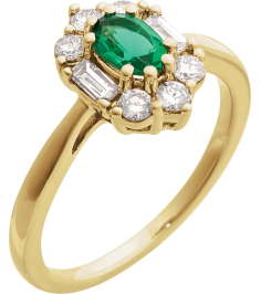 689138 Ring Set 14K Yellow Lab-Grown Emerald Oval 6 X 4 Mm Natural Diamond Polished Lab-Grown Emerald And 38 Ctw Natural Diamond Ring