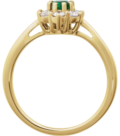 689138 Ring Set 14K Yellow Lab-Grown Emerald Oval 6 X 4 Mm Natural Diamond Polished Lab-Grown Emerald And 38 Ctw Natural Diamond Ring