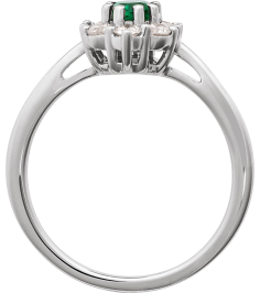 689138 Ring Set 14K White Lab-Grown Emerald Oval 6 X 4 Mm Natural Diamond Polished Lab-Grown Emerald And 38 Ctw Natural Diamond Ring