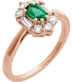 689138 Ring Set 14K Rose Lab-Grown Emerald Oval 6 X 4 Mm Natural Diamond Polished Lab-Grown Emerald And 38 Ctw Natural Diamond Ring