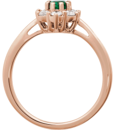 689138 Ring Set 14K Rose Lab-Grown Emerald Oval 6 X 4 Mm Natural Diamond Polished Lab-Grown Emerald And 38 Ctw Natural Diamond Ring
