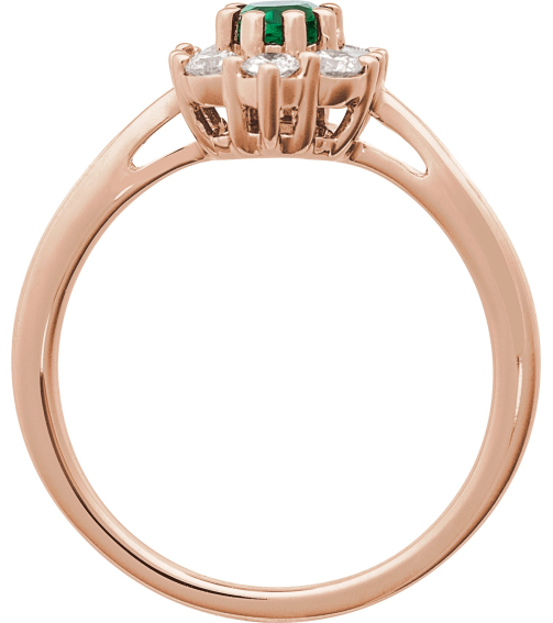 689138 Ring Set 14K Rose Lab-Grown Emerald Oval 6 X 4 Mm Natural Diamond Polished Lab-Grown Emerald And 38 Ctw Natural Diamond Ring