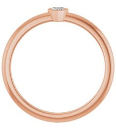 126121 Ring Set 14K Rose Natural Diamond Heart 2.7 X 3 Mm Polished 110 Ct Natural Diamond Stackable Ring