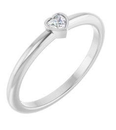 126121 Ring Set Platinum Natural Diamond Heart 2.7 X 3 Mm Polished 110 Ct Natural Diamond Stackable Ring