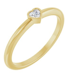 126121 Ring Set 14K Yellow Natural Diamond Heart 2.7 X 3 Mm Polished 110 Ct Natural Diamond Stackable Ring