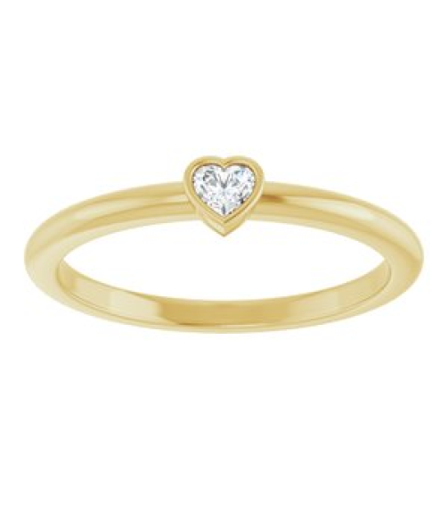126121 Ring Set 14K Yellow Natural Diamond Heart 2.7 X 3 Mm Polished 110 Ct Natural Diamond Stackable Ring