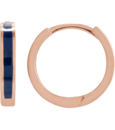 689146 Earring 14K Rose Blue Enamel 12.1 Mm 2 Mm Pair Hinged Polished Navy Blue Enamel Hoop Earrings