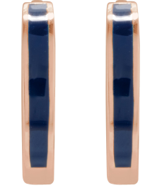 689146 Earring 14K Rose Blue Enamel 12.1 Mm 2 Mm Pair Hinged Polished Navy Blue Enamel Hoop Earrings