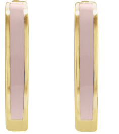 689146 Earring 14K Yellow Pink Enamel 12.1 Mm 2 Mm Pair Hinged Polished Light Pink Beige Enamel Hoop Earrings