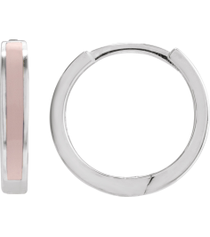 689146 Earring 14K White Pink Enamel 12.1 Mm 2 Mm Pair Hinged Polished Light Pink Beige Enamel Hoop Earrings