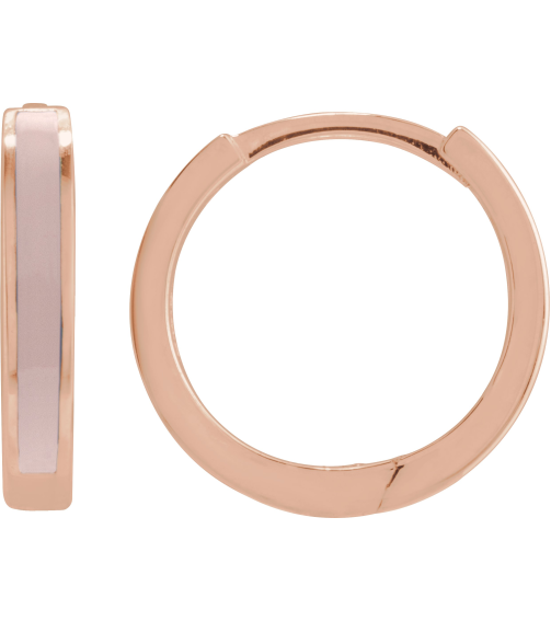 689146 Earring 14K Rose Pink Enamel 12.1 Mm 2 Mm Pair Hinged Polished Light Pink Beige Enamel Hoop Earrings