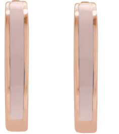 689146 Earring 14K Rose Pink Enamel 12.1 Mm 2 Mm Pair Hinged Polished Light Pink Beige Enamel Hoop Earrings