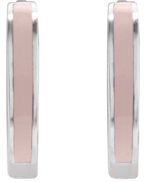 689146 Earring Sterling Silver Pink Enamel 12.1 Mm 2 Mm Pair Hinged Polished Light Pink Beige Enamel Hoop Earrings