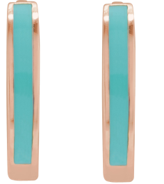 689146 Earring 14K Rose Turquoise Enamel 12.1 Mm 2 Mm Pair Hinged Polished Light Turquoise Enamel Hoop Earrings