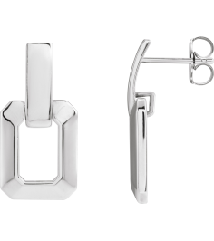 88643 Earring Platinum 13 X 10 Mm Pair Friction Backs Included Polished Geometric Drop Earrings