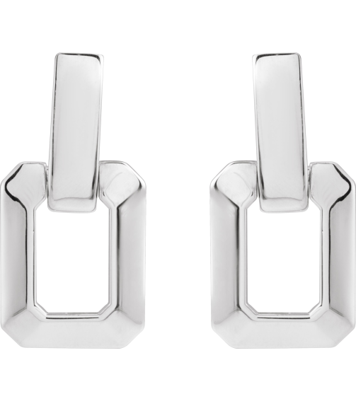 88643 Earring Platinum 13 X 10 Mm Pair Friction Backs Included Polished Geometric Drop Earrings