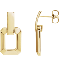 88643 Earring 14K Yellow 13 X 10 Mm Each Friction Back Included Polished Geometric Drop Earring