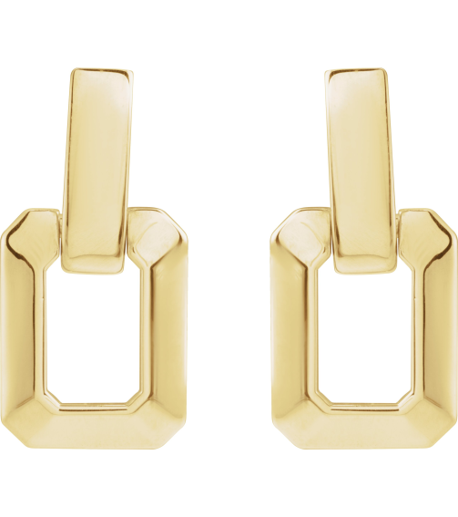 88643 Earring 14K Yellow 13 X 10 Mm Pair Friction Backs Included Polished Geometric Drop Earrings