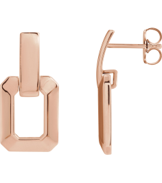 88643 Earring 14K Rose 13 X 10 Mm Pair Friction Backs Included Polished Geometric Drop Earrings