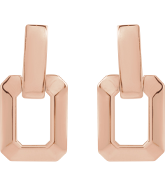 88643 Earring 14K Rose 13 X 10 Mm Pair Friction Backs Included Polished Geometric Drop Earrings