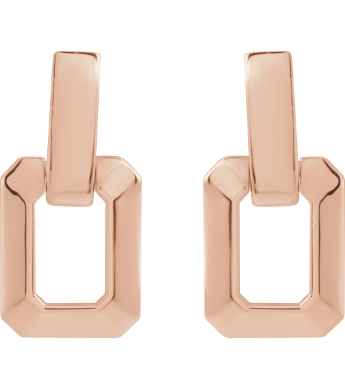 88643 Earring 14K Rose 13 X 10 Mm Pair Friction Backs Included Polished Geometric Drop Earrings