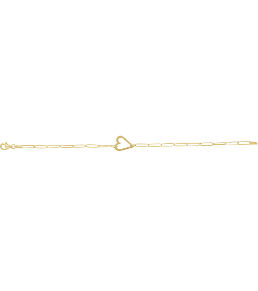 Brc962 Bracelet 14K Yellow 14 X 11 Mm 7 In Polished Paperclip Chain Heart Bracelet