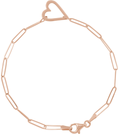 Brc962 Bracelet 14K Rose 14 X 11 Mm 7 In Polished Paperclip Chain Heart Bracelet