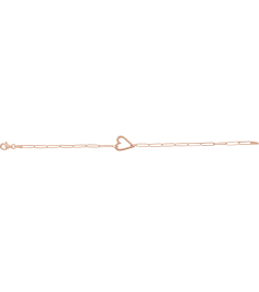 Brc962 Bracelet 14K Rose 14 X 11 Mm 7 In Polished Paperclip Chain Heart Bracelet