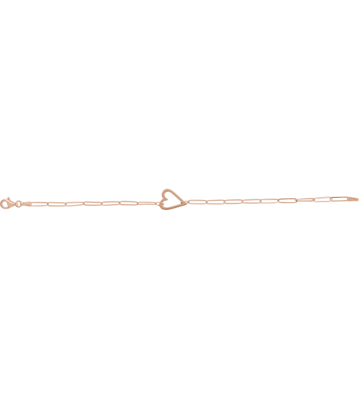 Brc962 Bracelet 14K Rose 14 X 11 Mm 7 In Polished Paperclip Chain Heart Bracelet