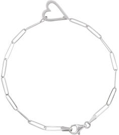 Brc962 Bracelet Sterling Silver 14 X 11 Mm 7 In Polished Paperclip Chain Heart Bracelet