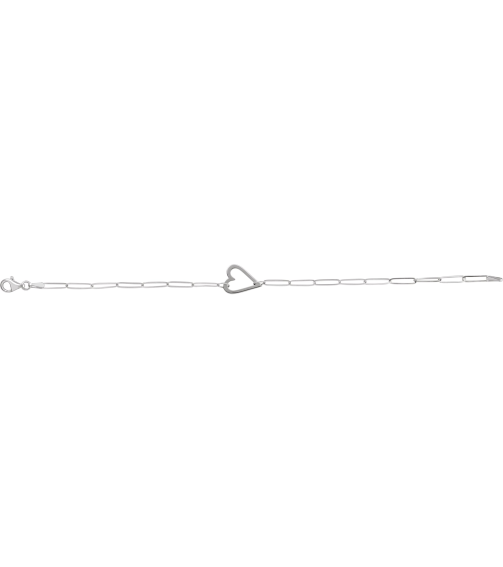 Brc962 Bracelet Sterling Silver 14 X 11 Mm 7 In Polished Paperclip Chain Heart Bracelet