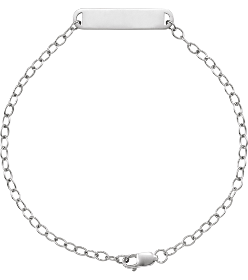 Brc936 Bracelet 14K White 23.6 X 5 Mm 7 In Polished Engravable Bar Bracelet