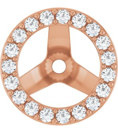 88306 Set 14K Rose 6 Mm Pair Polished 14 Ctw Lab-Grown Diamond Halo-Style Earring Jackets