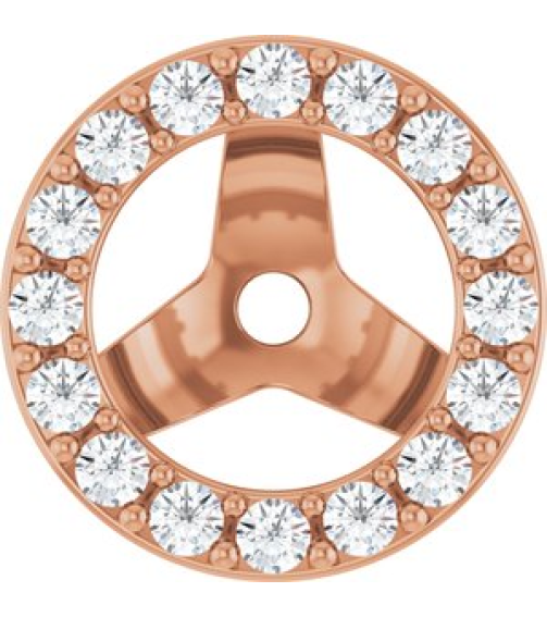 88306 Set 14K Rose 5 Mm Pair Polished 14 Ctw Lab-Grown Diamond Halo-Style Earring Jackets