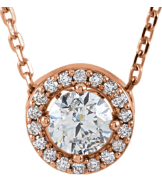 85916 Necklace Set 14K Rose Round Lab-Grown Diamond 4.2Mm 13 Ctw Lab-Grown Diamond Si1-Si2, Gh 16 In Polished 13 Ctw Lab-Grown Diamond Necklace