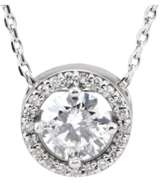 85916 Necklace Set 14K White Round Lab-Grown Diamond 4.8Mm 12 Ctw Lab-Grown Diamond Si1-Si2, Gh 16 In Polished 12 Ctw Lab-Grown Diamond Necklace