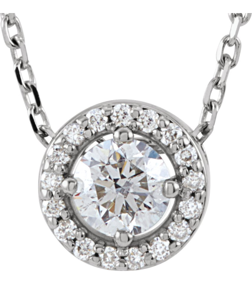 85916 Necklace Set 14K White Round Lab-Grown Diamond 3.4Mm 15 Ctw Lab-Grown Diamond Si1-Si2, Gh 16 In Polished 15 Ctw Lab-Grown Diamond Necklace