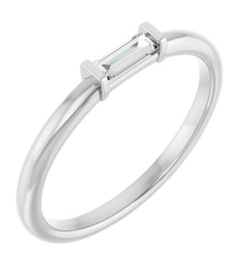122887 Ring Set 14K White Lab-Grown Diamond Straight Baguette 4 X 2 Mm Polished 110 Ctw Lab-Grown Diamond Stackable Ring