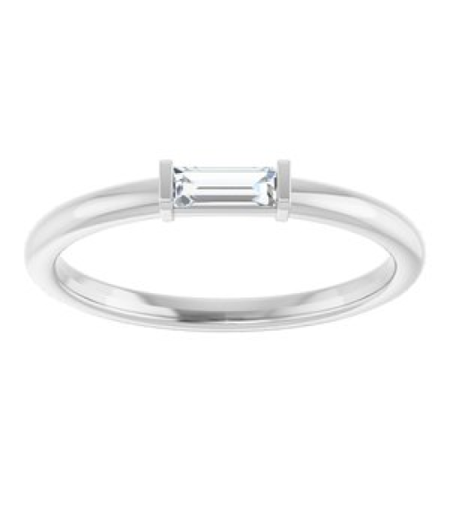 122887 Ring Set 14K White Lab-Grown Diamond Straight Baguette 4 X 2 Mm Polished 110 Ctw Lab-Grown Diamond Stackable Ring