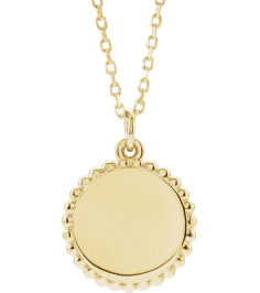 86472 Necklace 14K Yellow 18.3 X 13.8 Mm 16-18 In Polished Engravable Round Beaded Necklace