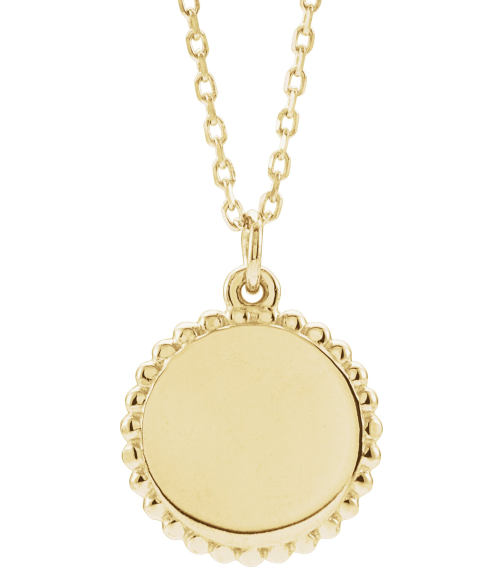 86472 Necklace 14K Yellow 18.3 X 13.8 Mm 16-18 In Polished Engravable Round Beaded Necklace