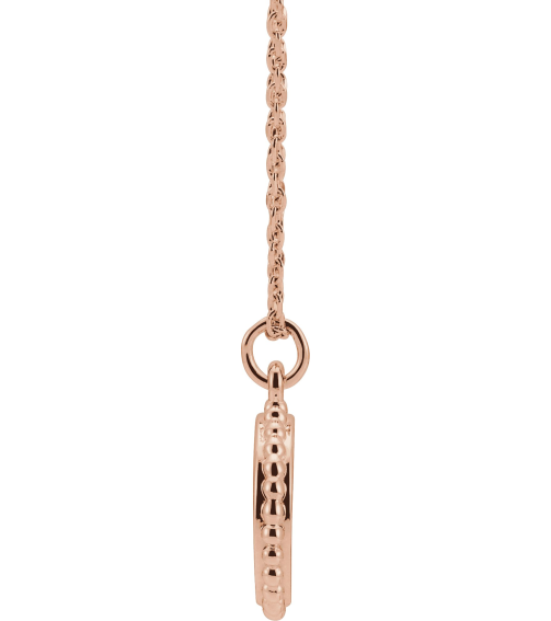 86472 Necklace 14K Rose 18.3 X 13.8 Mm 16-18 In Polished Engravable Round Beaded Necklace