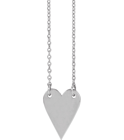 88620 Necklace Platinum 13.5 X 10 Mm 18 In Polished Engravable Elongated Heart Necklace