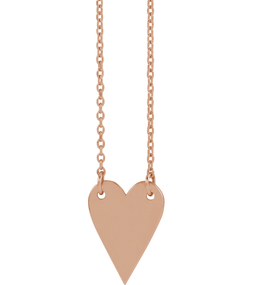 88620 Necklace 14K Rose 13.5 X 10 Mm 18 In Polished Engravable Elongated Heart Necklace