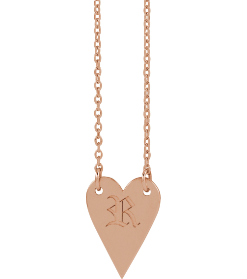 88620 Necklace 14K Rose 13.5 X 10 Mm 18 In Polished Engravable Elongated Heart Necklace
