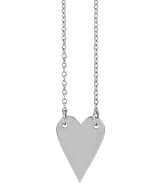88620 Necklace 14K White 13.5 X 10 Mm 18 In Polished Engravable Elongated Heart Necklace