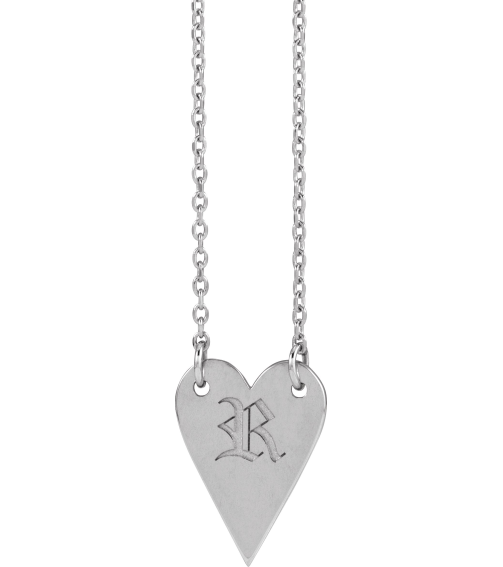88620 Necklace 14K White 13.5 X 10 Mm 18 In Polished Engravable Elongated Heart Necklace