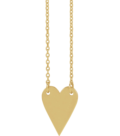 88620 Necklace 14K Yellow 13.5 X 10 Mm 18 In Polished Engravable Elongated Heart Necklace