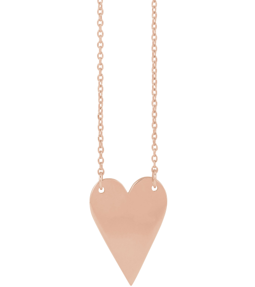 88620 Necklace 14K Rose 18 X 13 Mm 18 In Polished Engravable Elongated Heart Necklace